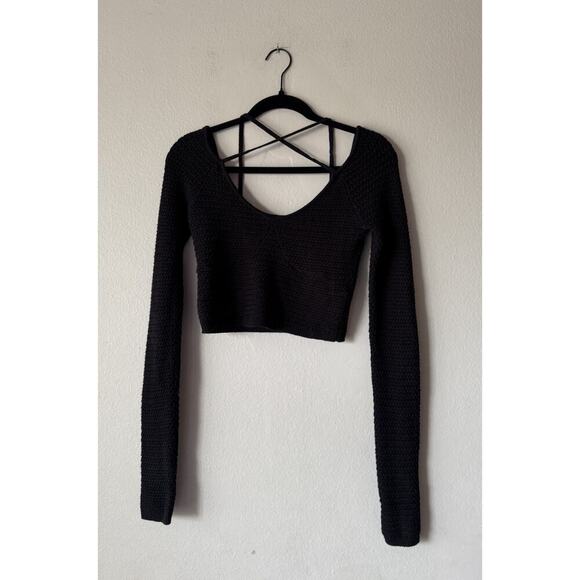 Free People FP Beach Women’s Size XS Black Halter Crop Knit Sweater Coastal Boho - Picture 1 of 7